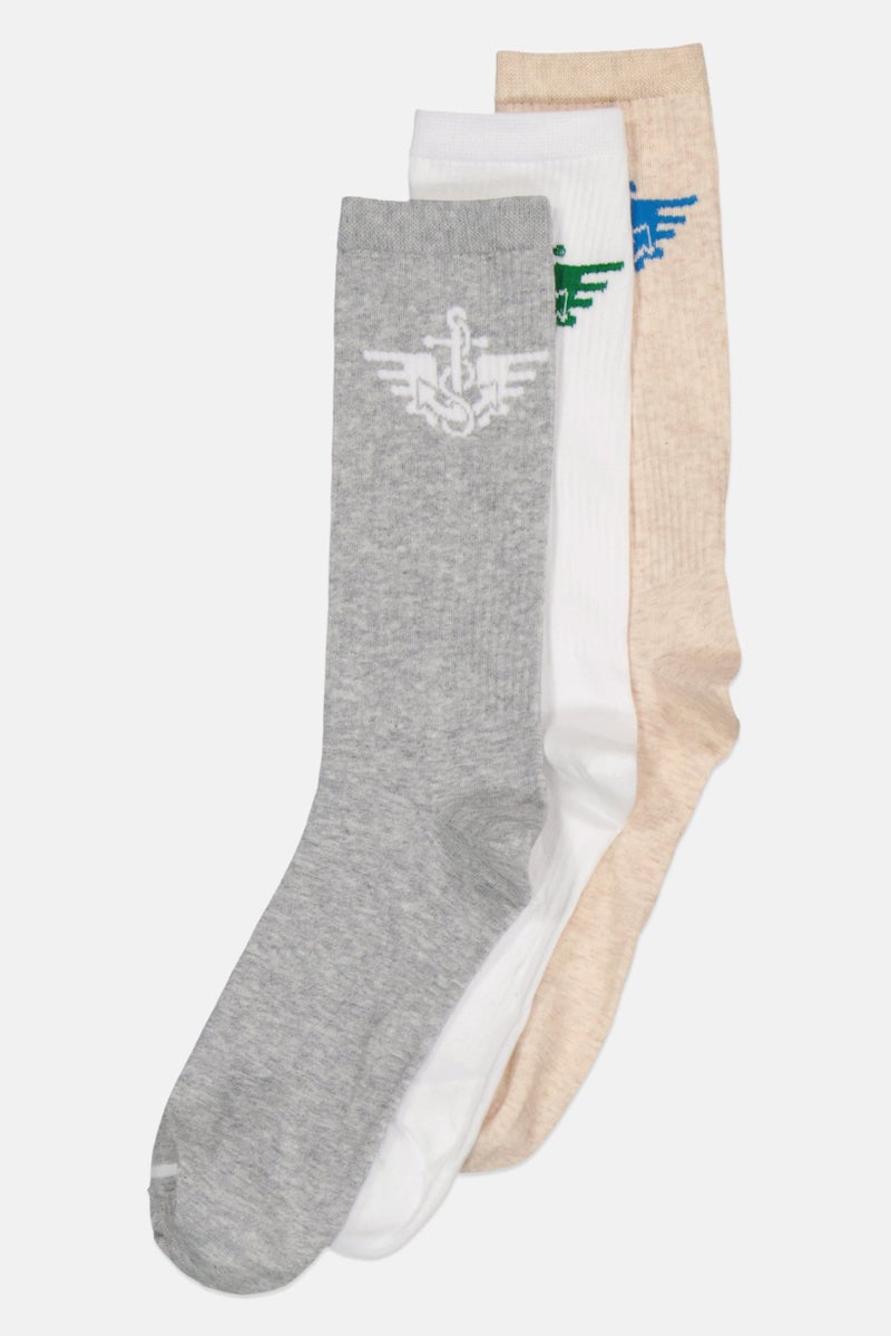 DOCKERS Men 3 Pairs Brand Logo Crew Socks, Multicolor  - Image 1