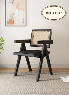 Old_Feller Vintage Chair Chandigarh Chair with PU Leather Soft Bag Seat and Feather Pattern Back for Dining Room, Living Room, Home Office, Cafe, Black Color  - Image 2