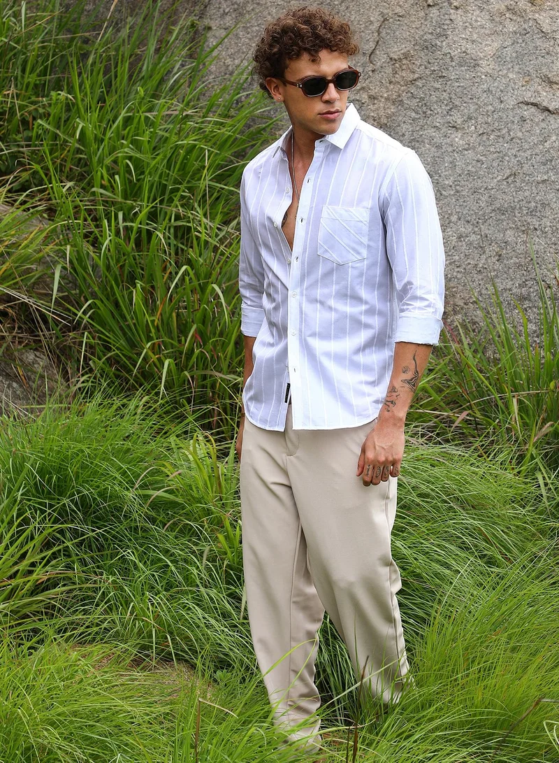 Campus Sutra Pastel Striped Shirt