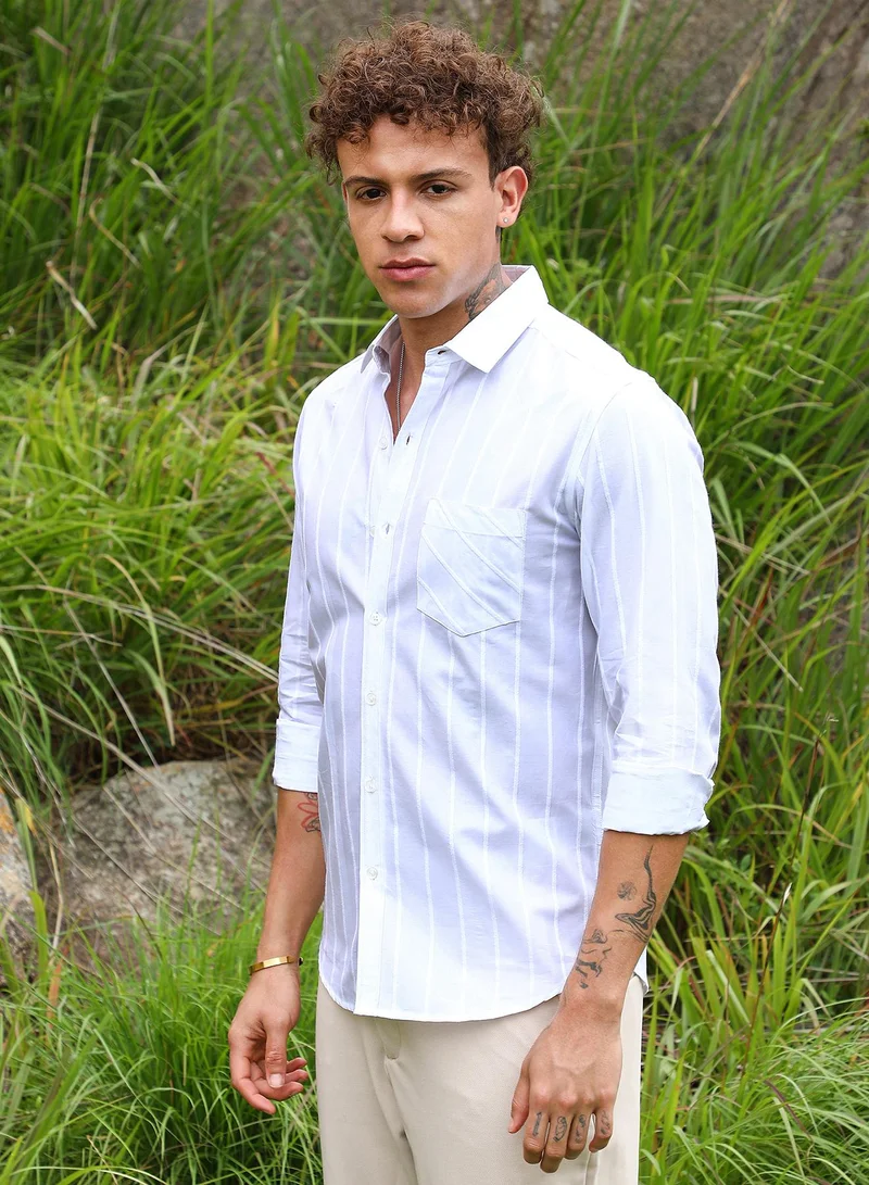 Campus Sutra Pastel Striped Shirt