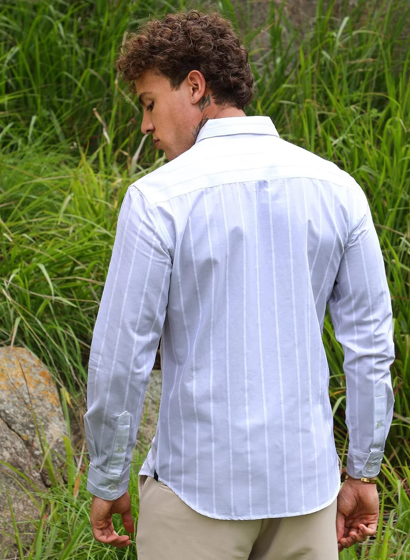 Campus Sutra Pastel Striped Shirt