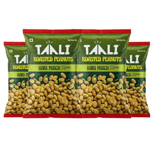 Taali Flavour Roasted Peanuts | Hari Mirch, Bold Green Chilli Flavour | Bharuchi Nuts | No Palm Oil, Not Fried, 140g (Pack of 4) - Image 1