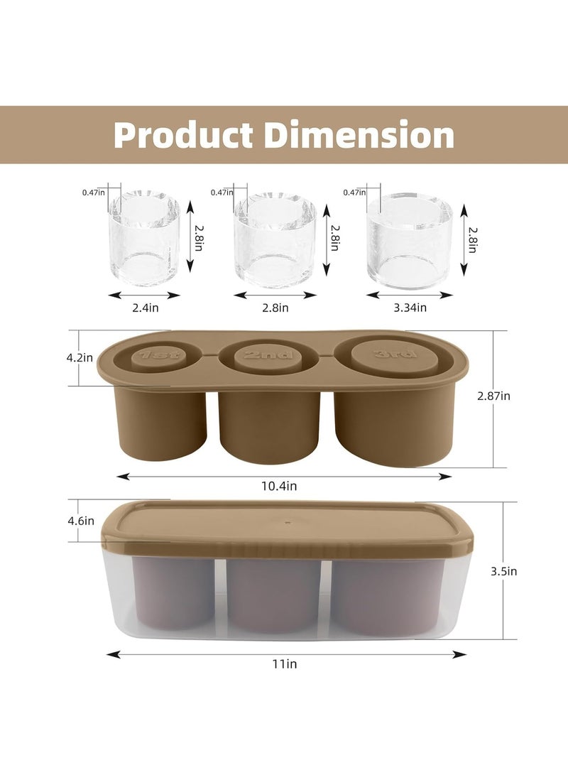 قالب ثلج على شكل كوب، صينية مكعبات ثلج مع غطاء وصندوق لكوب ثلج سعة 30-40 أونصة، قوالب مكعبات ثلج سيليكون لتبريد الكوكتيلات والويسكي والمشروبات والقهوة والشاي، وصانعة ثلج سهلة التعبئة والفك (بني) - Image 2