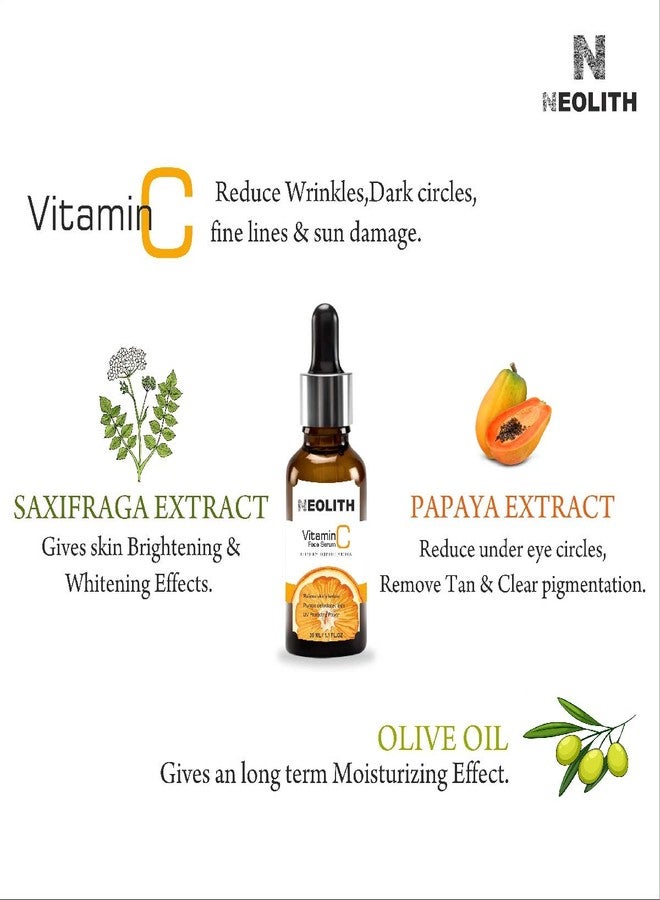 NEOLITH سيروم فيتامين سي نيلوث - سيروم لتصفية البشرة - تفتيح، مضاد للشيخوخة، إصلاح البشرة، تكنولوجيا النانو الحيوية، تصحيح الهالات السوداء، الخطوط الدقيقة وأضرار الشمس || عضوي || 30 مل - Image 5