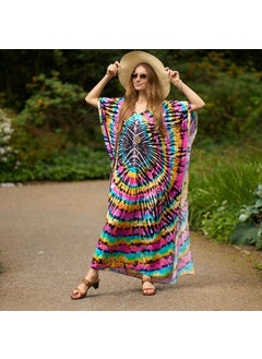 2022 European Cotton Printed Beach Cover-Up Dress DN0903-3 rose color vignette