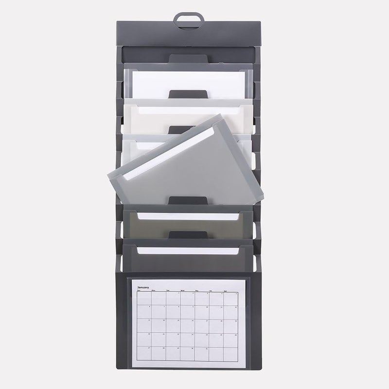 Smead Cascading Wall Organizer, 6 Pockets, Letter Size, Gray/Neutral Pockets (92061) - Image 1