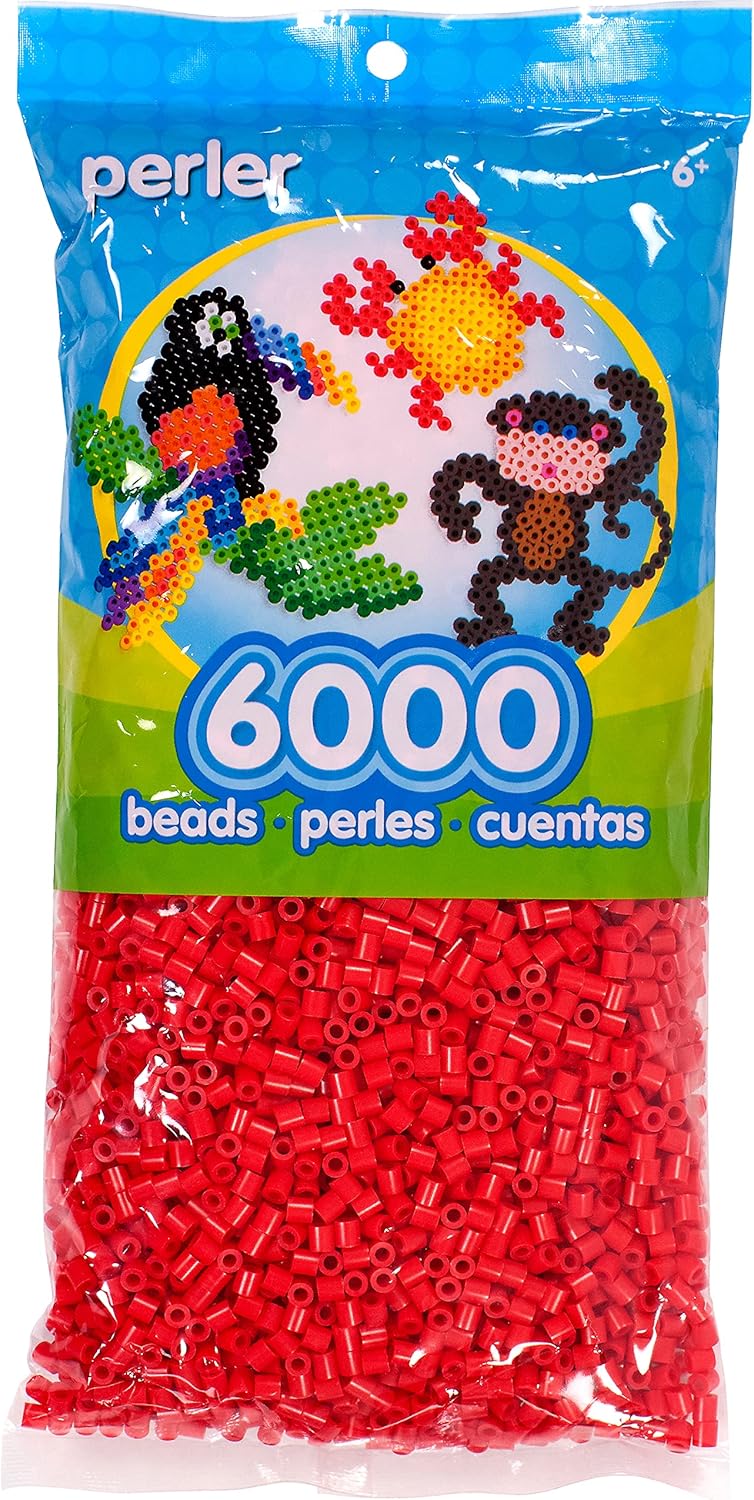 Perler 80-11094 Fuse Bead Set for Kid's Crafts, Red, 6000pcs, Small - Image 1