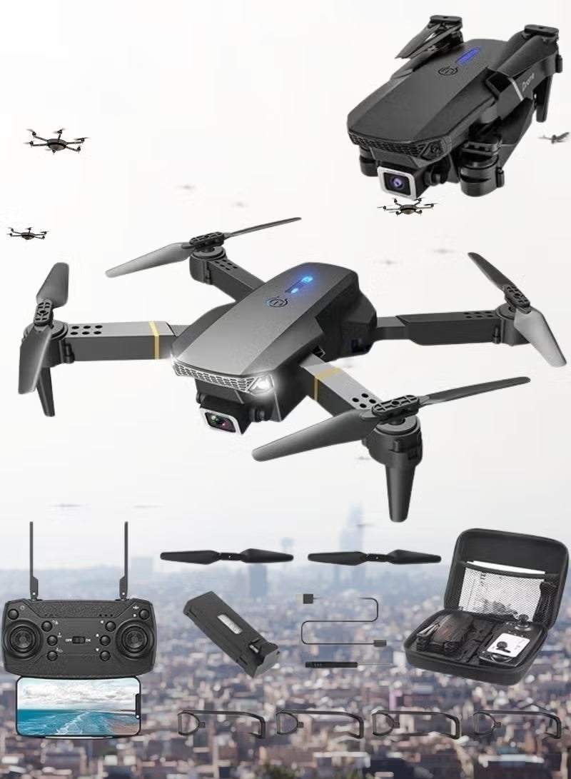 Foldable Quadcopter E88 Pro Max Drone with 4K Dual Camera for Adults, Remote Control Drone with Gesture Selfie, 3D Flips, Waypoint Flight, Altitude Hold, Long Control Range, Battery and Carrying Bag, Perfect Gift for Boys, Girls and Beginners