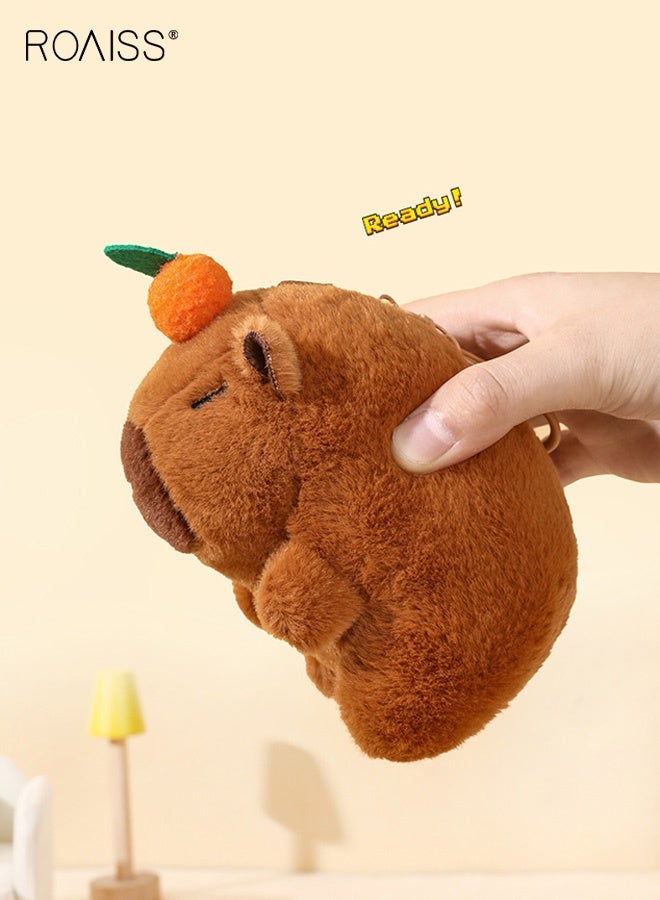 roaiss Cute Whistling Capybara Plush Keychain Stress Relief Shake Sound Toy Doll - Image 2