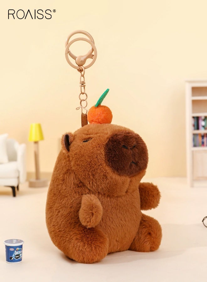 roaiss Cute Whistling Capybara Plush Keychain Stress Relief Shake Sound Toy Doll - Image 1