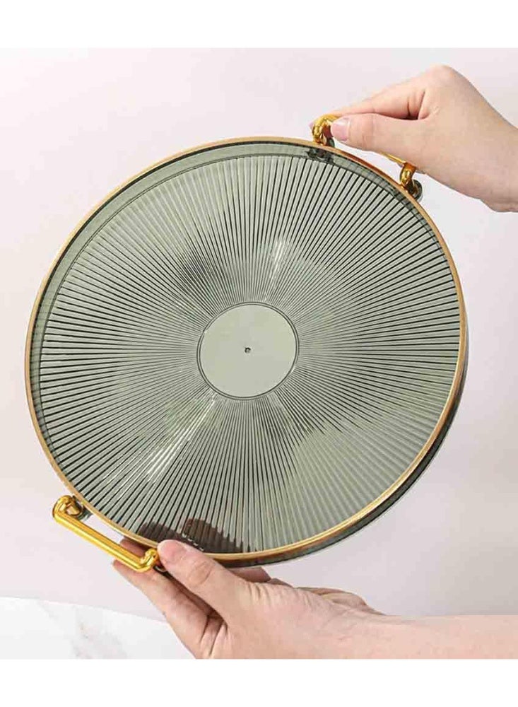 كيلا صينية زينة أكريليك بمقابض ذهبية، صينية تقديم مزخرفة للمجوهرات ومستحضرات التجميل وطبق الشموع، منظم طاولة الحمام باللون الأخضر، منظم سطح الطاولة (11.8 بوصة × 1.3 بوصة ارتفاع) - Image 2