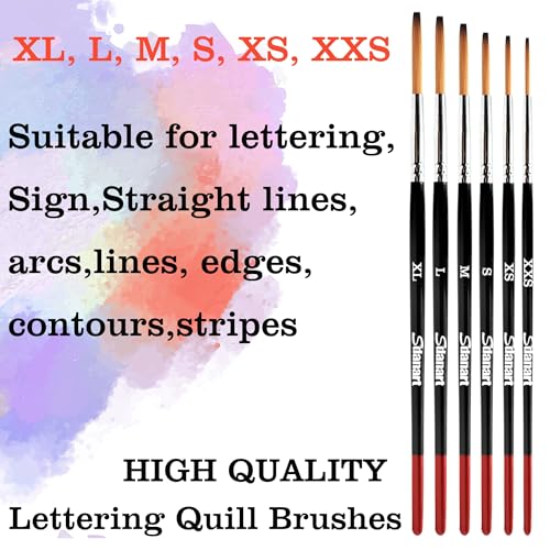 Sdanart Lettering Quill Brushes, 6 pcs Lettering Brushes for Sign Painting, Professional Pinstriping Brush Sign Painting Brushes Pinstripe Brush Striping Brush ， Paint Brush Size XL, L, M, S, XS, XXS - Image 2