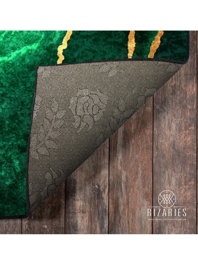 RIZARIES Green Gold Abstract Centerpiece (Rug)  - Image 5