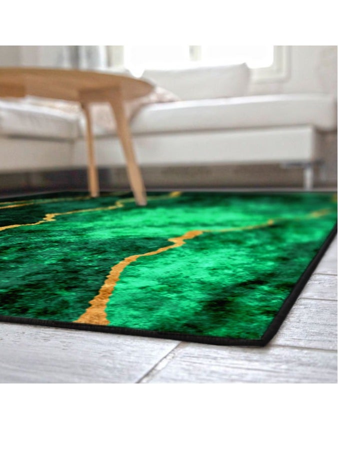 RIZARIES Green Gold Abstract Centerpiece (Rug)  - Image 2