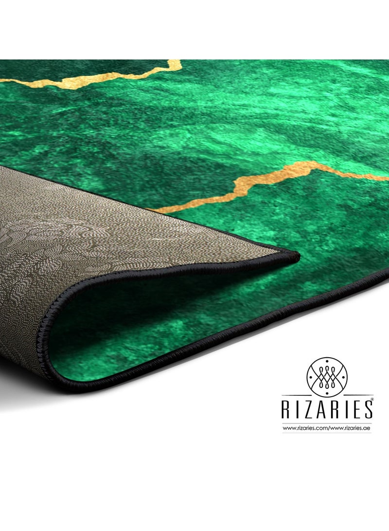 RIZARIES Green Gold Abstract Centerpiece (Rug)  - Image 4