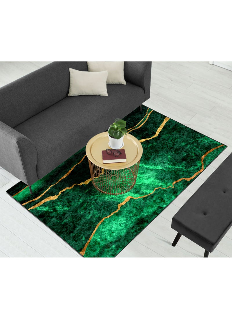 RIZARIES Green Gold Abstract Centerpiece (Rug)  - Image 1