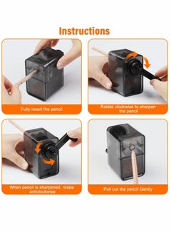 Y&D Pencil Sharpener, Manual Strong Spiral Blade Adjustable Nib Sharpener for Charcoal Colored Pencils, Kids Student Artist School Family (Black)  - Image 5
