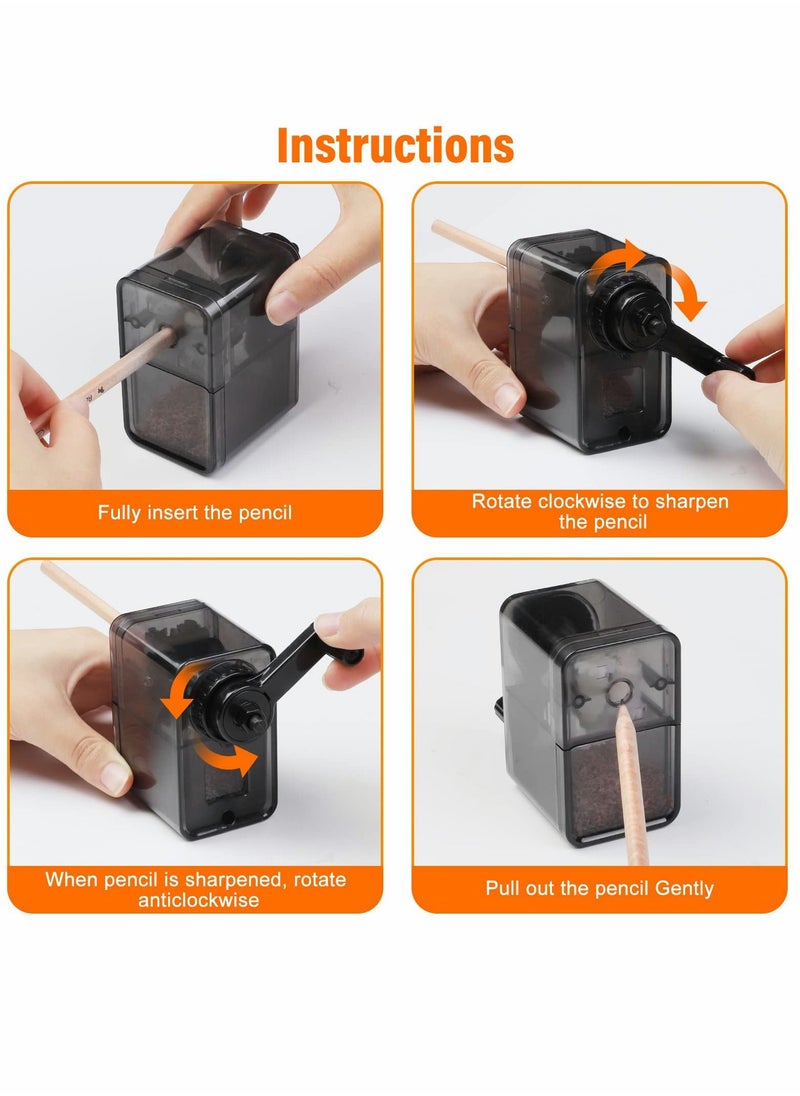 Y&D Pencil Sharpener, Manual Strong Spiral Blade Adjustable Nib Sharpener for Charcoal Colored Pencils, Kids Student Artist School Family (Black)  - Image 5