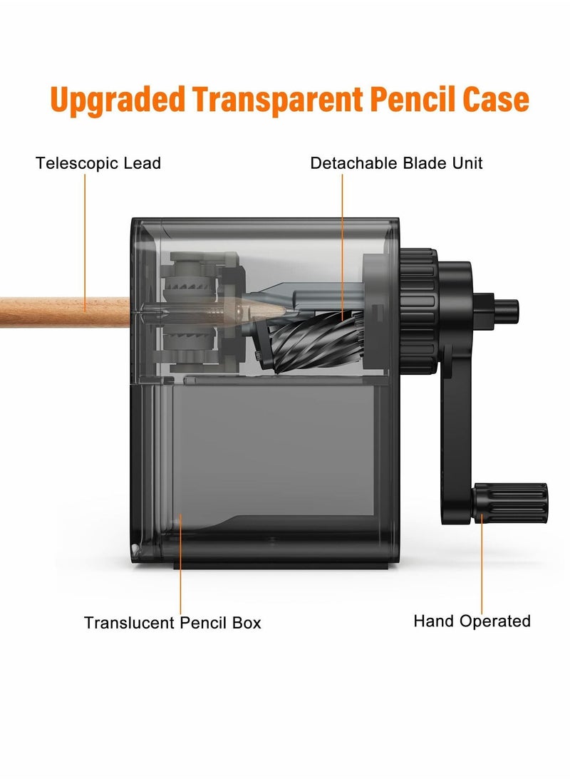 Y&D Pencil Sharpener, Manual Strong Spiral Blade Adjustable Nib Sharpener for Charcoal Colored Pencils, Kids Student Artist School Family (Black)  - Image 3