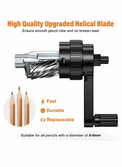 Y&D Pencil Sharpener, Manual Strong Spiral Blade Adjustable Nib Sharpener for Charcoal Colored Pencils, Kids Student Artist School Family (Black)  - Image 4
