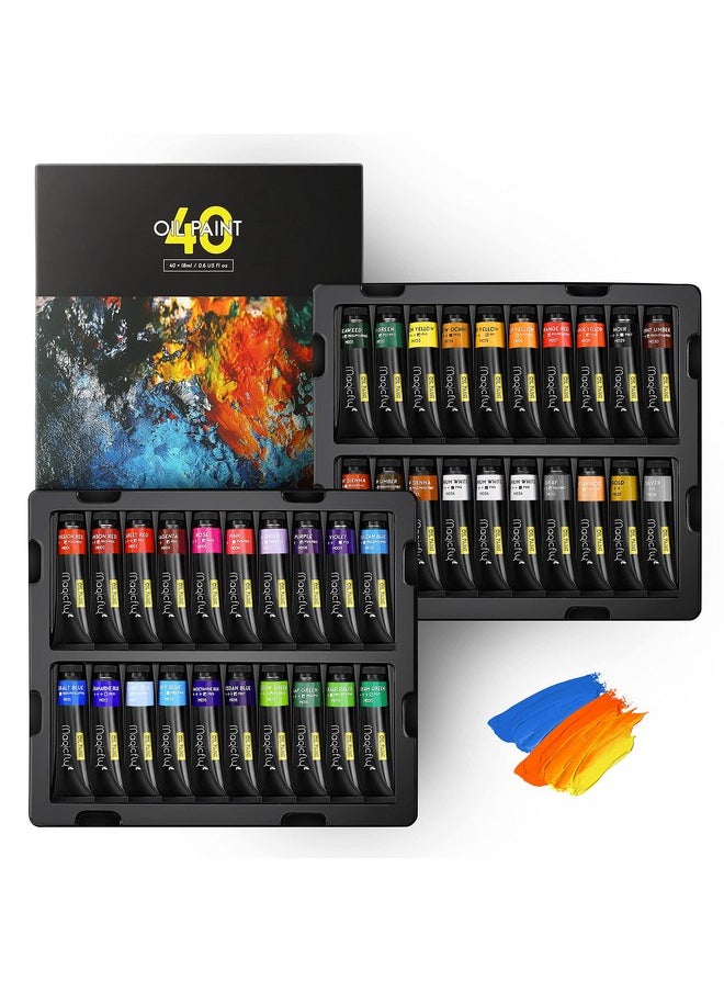 Magicfly Oil Paint 40Pcs (18Ml/0.6Oz) With Storage Box Rich Pigments Vibrant Non Toxic Paints For Professional Artist Hobby Painters & Kids Ideal For Canvas Painting  - Image 1