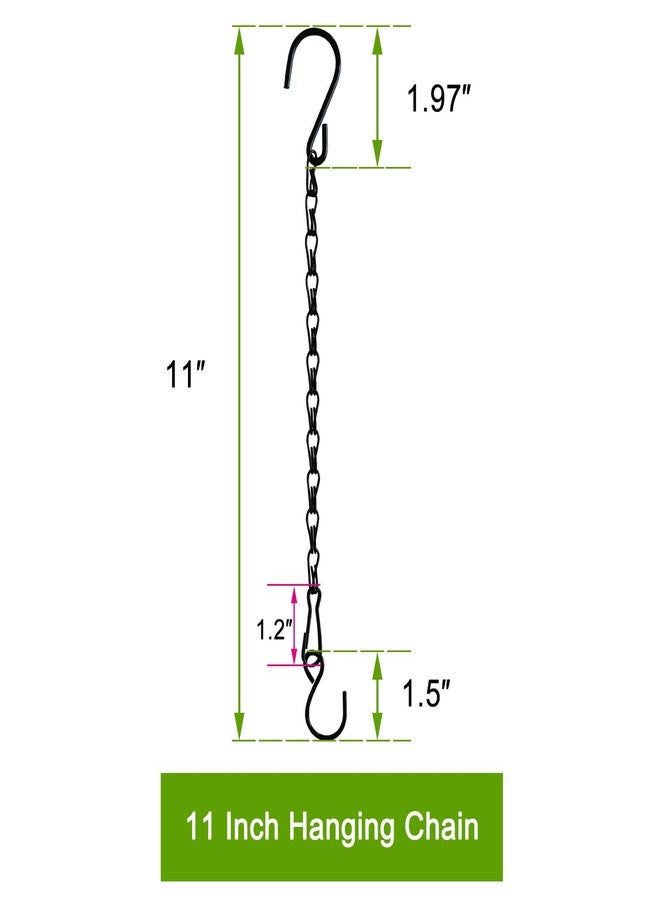 Sersberg Chain for Hanging Plants,11 Inch Black Hanging Chain, Small Hanging Basket Chain Kits with Hooks for Bird Feeder Hanging Basket Extender Porch Wind Chime (Black, 11 Inch-6PCS) - Image 2