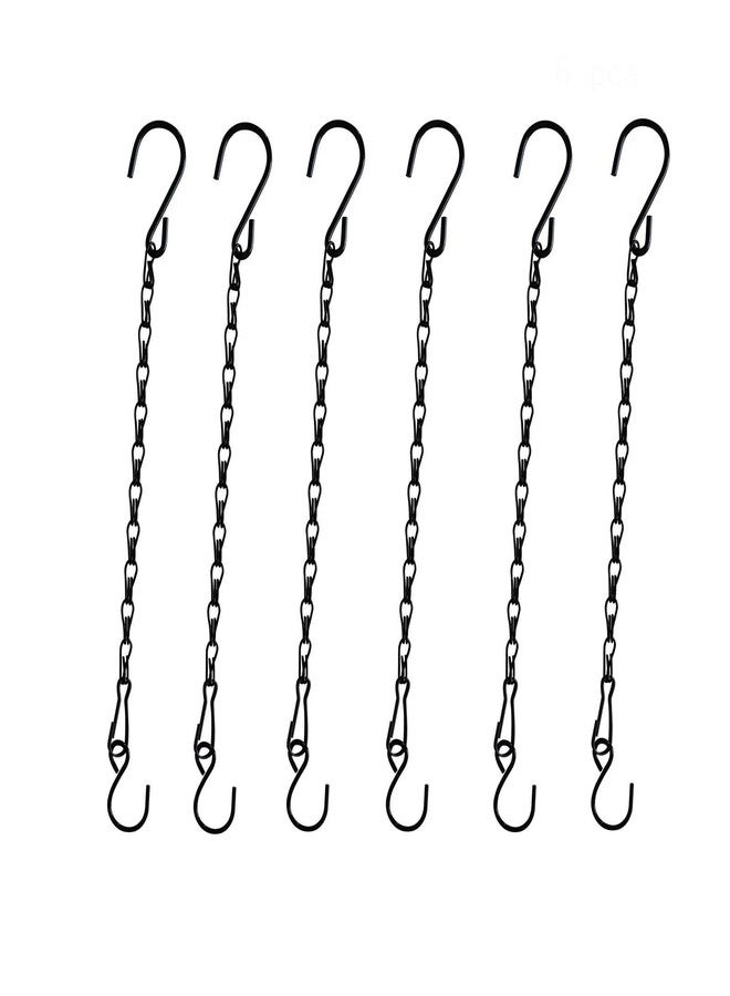 Sersberg Chain for Hanging Plants,11 Inch Black Hanging Chain, Small Hanging Basket Chain Kits with Hooks for Bird Feeder Hanging Basket Extender Porch Wind Chime (Black, 11 Inch-6PCS) - Image 1