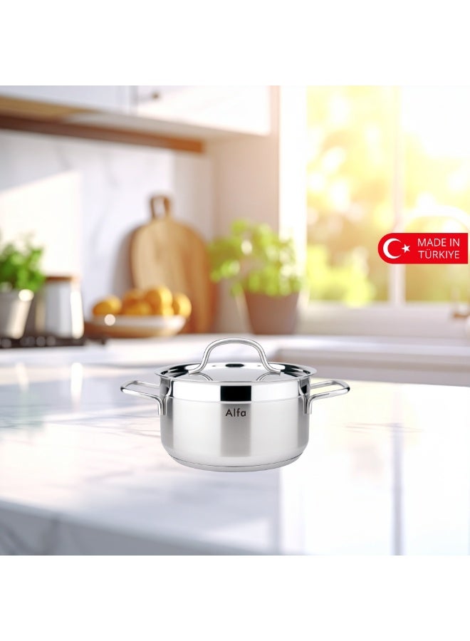 ALFA 20cm Casserole Pot, 3.5L, 18/10 Stainless Steel, Induction Ready, Silver - Image 3