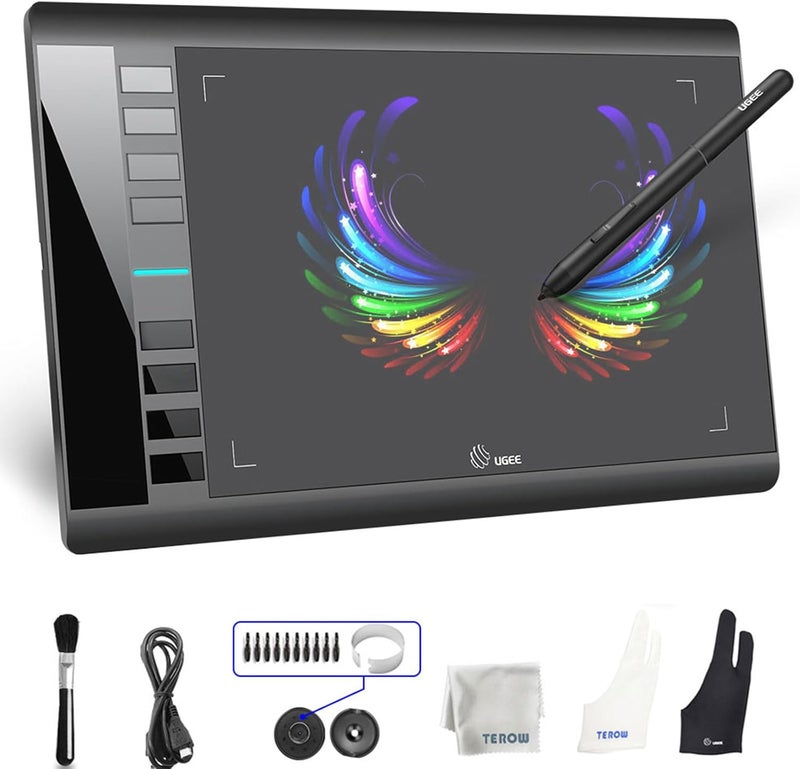 Ugee Graphics Drawing Tablet, M708 10 x 6 inch Large Digital Drawing Pad with 8 Hot Keys 8192 Levels Pen, Graphic Tablets for Computer Graphic Board Creation Sketch for PC/Laptop/Mac OS/Linux/Chrome - Image 1