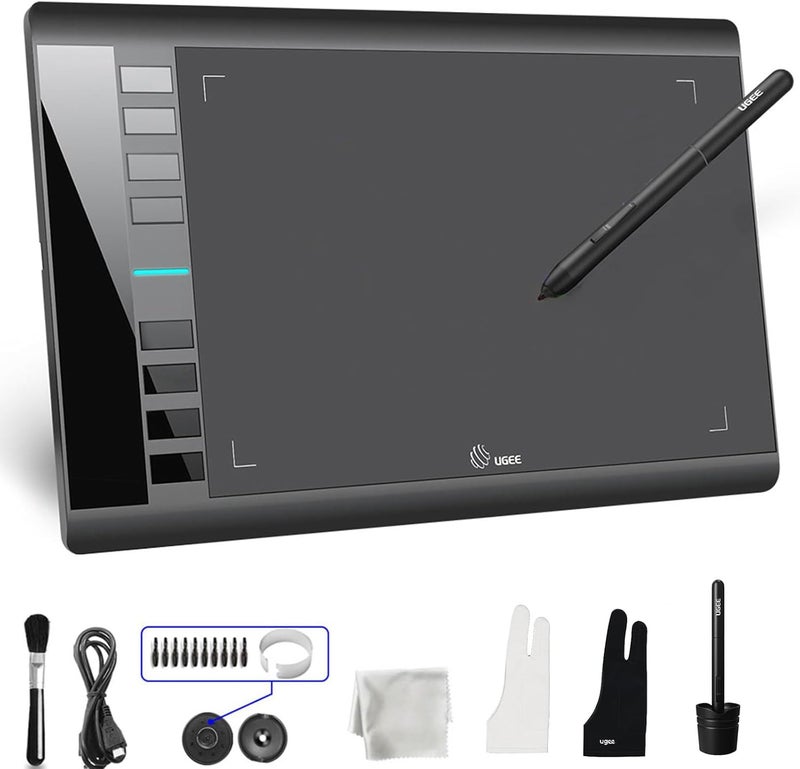 Ugee Graphics Drawing Tablet, M708 10 x 6 inch Large Digital Drawing Pad with 8 Hot Keys 8192 Levels Pen, Graphic Tablets for Computer Graphic Board Creation Sketch for PC/Laptop/Mac OS/Linux/Chrome - Image 2