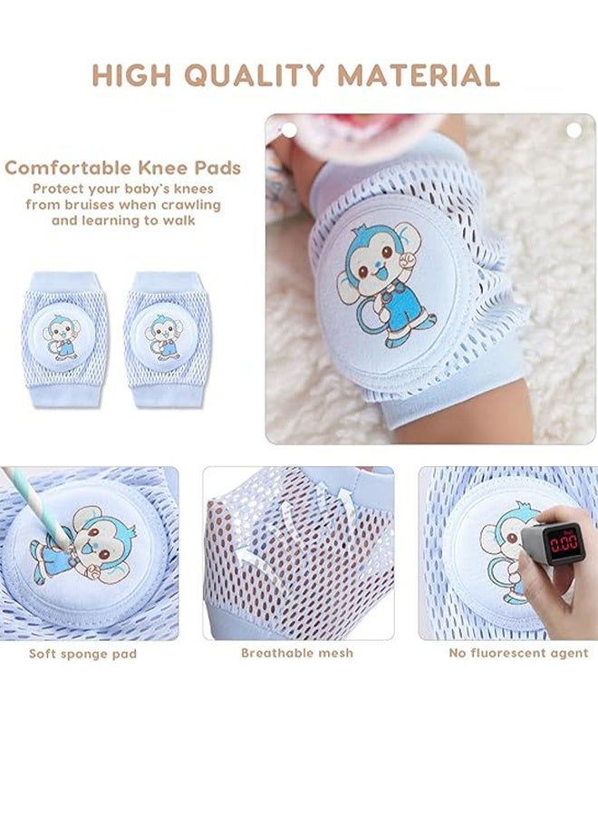 KANGLI 2 Pairs Baby Knee Pads for Crawling, Breathable Summer Baby Crawling Knee Pads, Anti Slip Adjustable Knee Pads, High Elastic Soft Baby Knee Protectors, Leg Warmers for Baby Toddler Girls Boys (Pink Bule) - Image 3