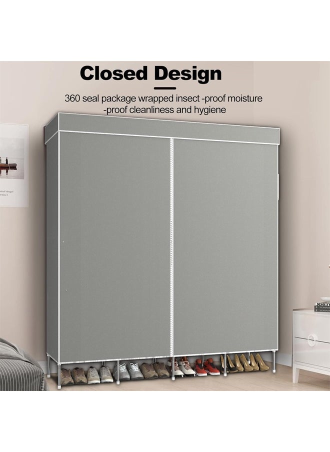 Cady One Foldable Fabric Wardrobe and Luggage Organizer with Hanging Rods and Clothes Rack for Storing Bags, Toys and Shoes  - Image 5