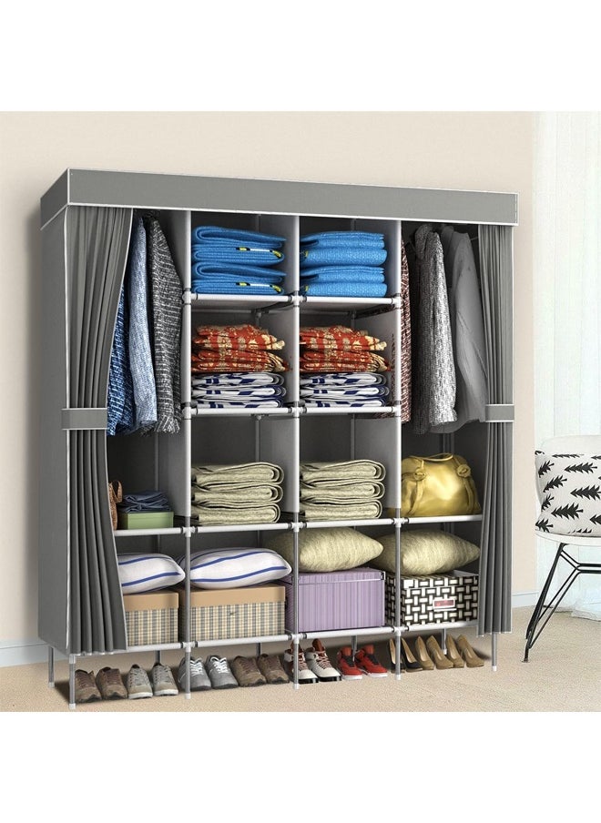 Cady One Foldable Fabric Wardrobe and Luggage Organizer with Hanging Rods and Clothes Rack for Storing Bags, Toys and Shoes  - Image 1