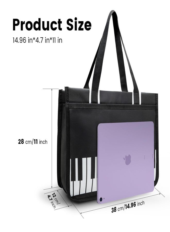BestSounds Piano Bag, Zipper Waterproof Oxford Cloth Music Piano Accessories Book Bag Tote for Students Kids, Girls, Women, Gifts for Music Lovers Musicians (Black) - Image 5