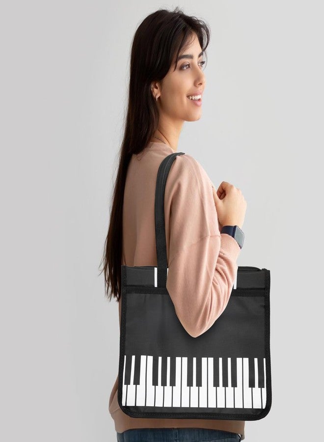 BestSounds Piano Bag, Zipper Waterproof Oxford Cloth Music Piano Accessories Book Bag Tote for Students Kids, Girls, Women, Gifts for Music Lovers Musicians (Black) - Image 2