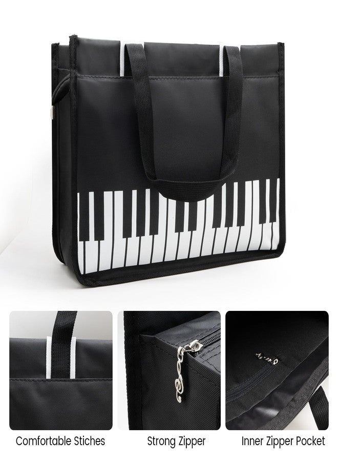 BestSounds Piano Bag, Zipper Waterproof Oxford Cloth Music Piano Accessories Book Bag Tote for Students Kids, Girls, Women, Gifts for Music Lovers Musicians (Black) - Image 3