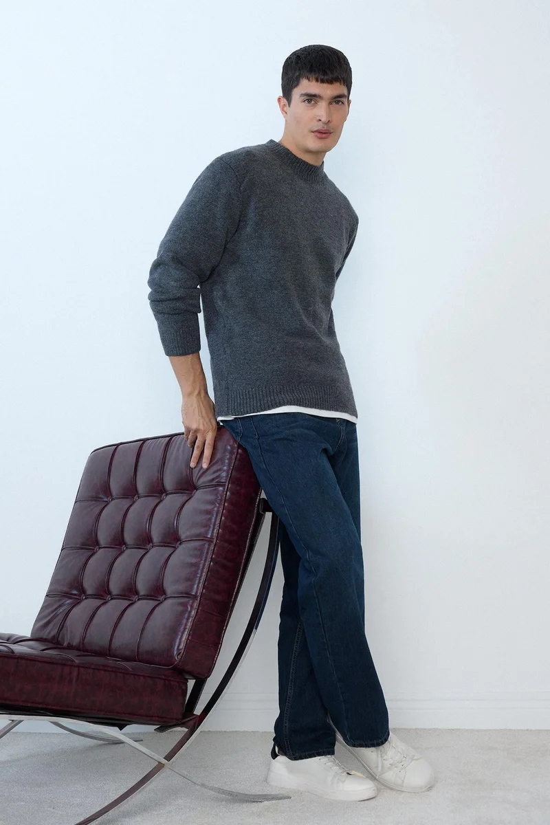 Defacto Relax Fit Crew Neck Knit Pullover