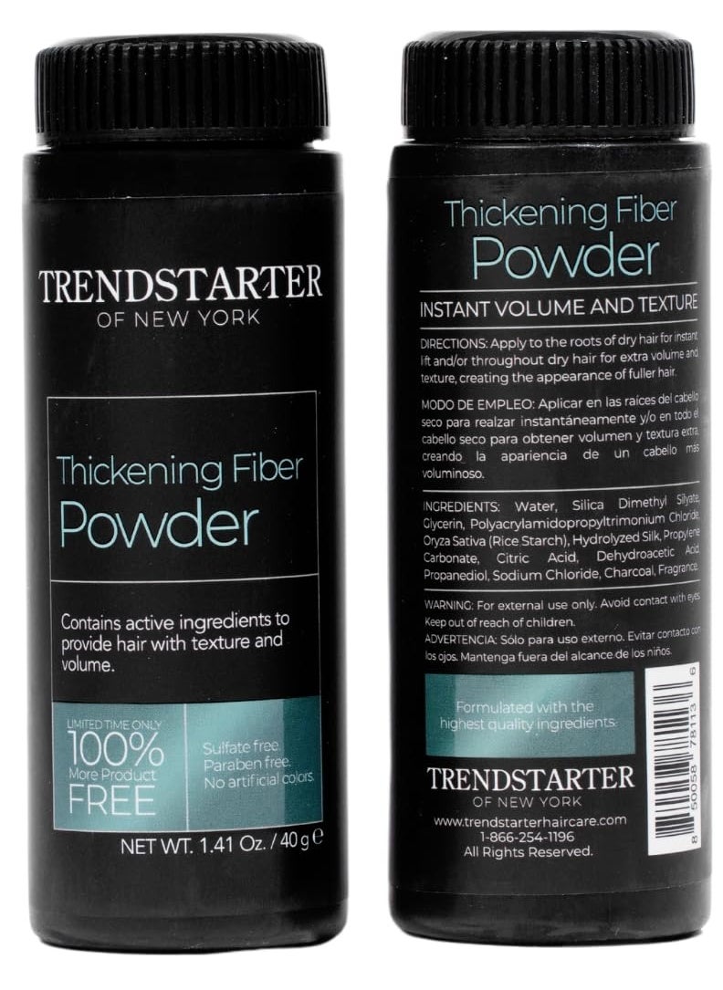 TRENDstarter - TRENDSTARTER - THICKENING FIBER POWDER (40g) - Natural Matte Finish Hair Styling Powder for All Hair Colors - Instant Thickness, Volume, & Texture - Oil Eliminating Lightweight Formula - Image 1