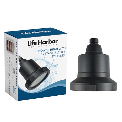 Lifeharbor Life Harbor 's Luxe Shower Softener & Filter For Bathroom | 15-Stage Shower Filter For Hard Water And Chlorine | High Pressure Hard Water Softener For Shower | Colour- Matte Black - Image 1