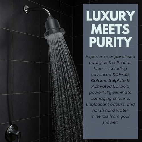 Lifeharbor Life Harbor 's Luxe Shower Softener & Filter For Bathroom | 15-Stage Shower Filter For Hard Water And Chlorine | High Pressure Hard Water Softener For Shower | Colour- Matte Black - Image 2