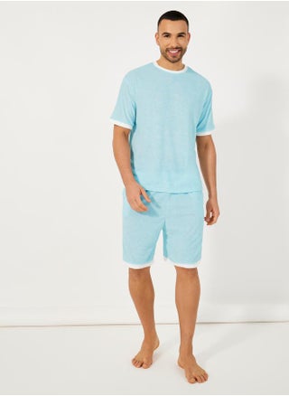 Towel Knit T-Shirt & Contrast Trim Shorts Set - pzsku/Z2B8F0C4B90887B2B88A7Z/45/_/1732386216/c786a9fd-6584-4d24-9fb6-40e5489ff5ac