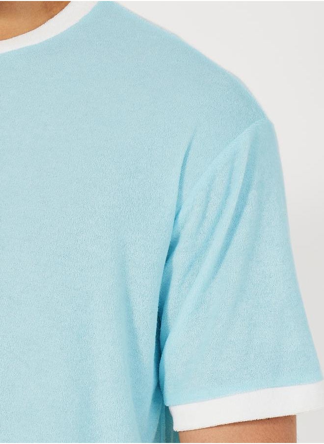Towel Knit T-Shirt & Contrast Trim Shorts Set