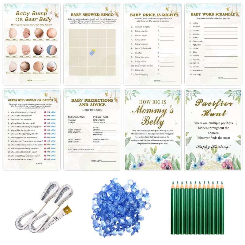 OLOUTAB Baby Shower Games Set8 GamesFun and Easy to PlayIncludes Baby Shower BingoPrice is RightGuess Who Mommy or DaddyWord ScramblePrediction and AdviceHow Big is Mommys BellyPacifier Hunt - Image 2