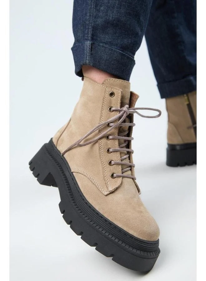 (Avjin) Women's Genuine Leather Laced Pointed Toe Vizon Boot.