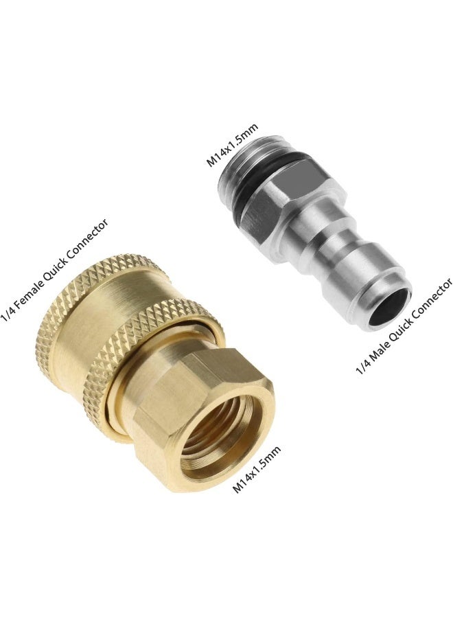 Create idea Set Of 2 Pressure Washer Adapter 1/4 Inch Quick Connector To M14 Thread Fittings Brass Coupling Quick Disconnect Kit For Spray Lance Hose Pump  - Image 5