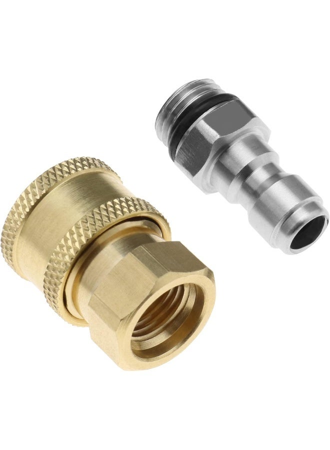 Create idea Set Of 2 Pressure Washer Adapter 1/4 Inch Quick Connector To M14 Thread Fittings Brass Coupling Quick Disconnect Kit For Spray Lance Hose Pump  - Image 1