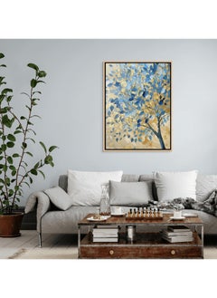 Art Decor Art Decor Framed Canvas Wall Art of Abstract Blue and Gold Tree Painting Nature Portrait Print Wall Decor for Home Office Living Room Bedroom Gifting  - Image 3