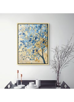 Art Decor Art Decor Framed Canvas Wall Art of Abstract Blue and Gold Tree Painting Nature Portrait Print Wall Decor for Home Office Living Room Bedroom Gifting  - Image 2