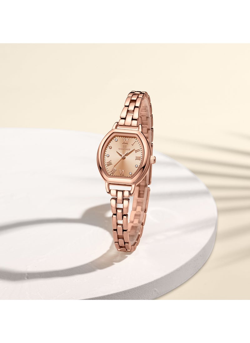 NAVIFORCE - Elegant Women's Quartz Watch Classic Tonneau-Shaped Dial with Roman Numerals Stainless Steel Bracelet Sparkling Hour Markers Fashionable Timepiece for Everyday Wear and Special Occasions - Image 1