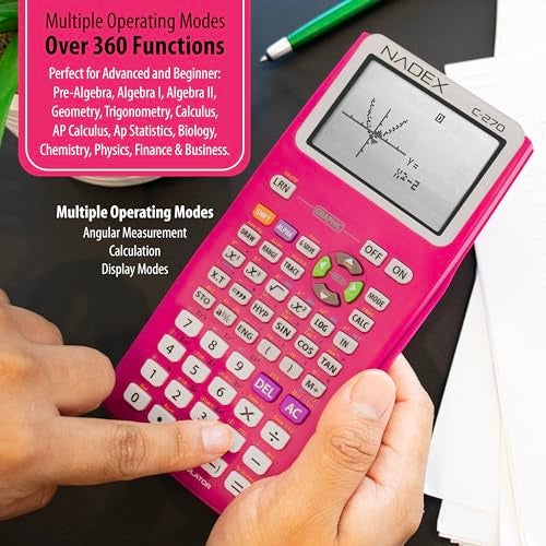 Nadex Scientific Calculator with Graphing Includes Carrying Case for College and High School Students Calculus Algebra Geometry Trigonometry Statistics Physics Chemistry Pink - Image 3